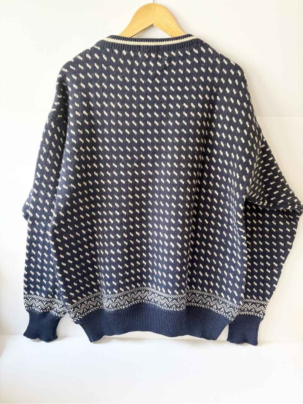 Boston Traders Navy Birdseye Wool Crewneck Sweater Fisherman Vintage Sweater XLT - Picture 4 of 6